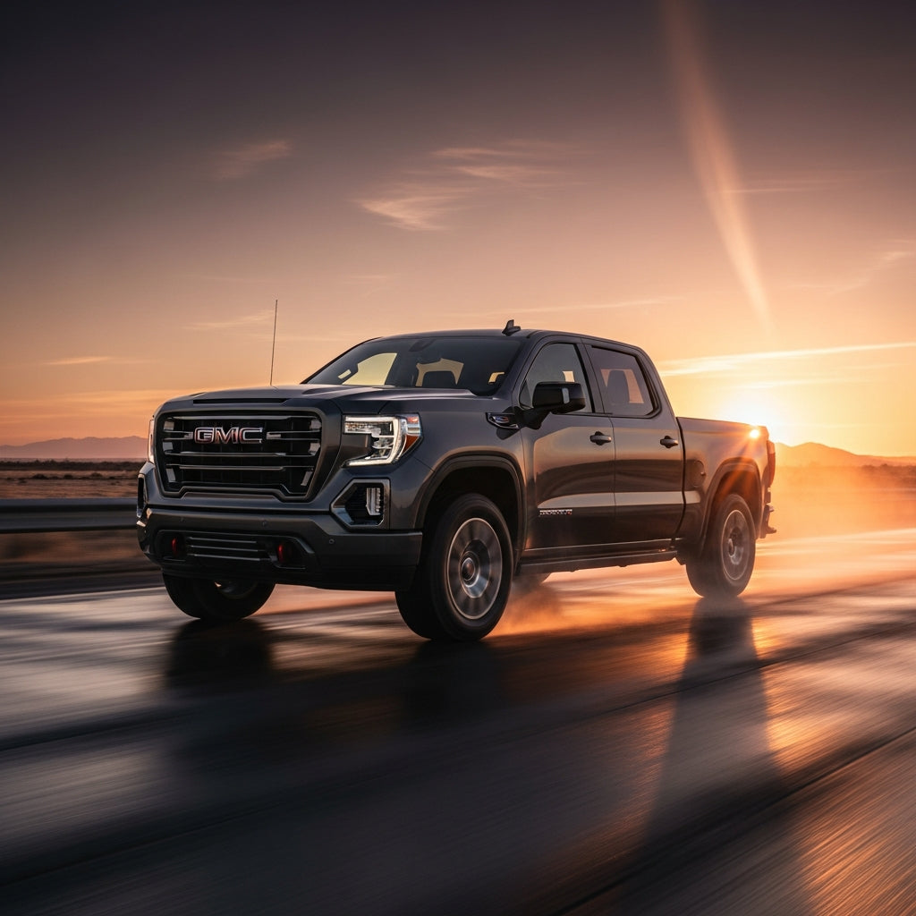 Action Shot: GMC Sierra Driving Fast