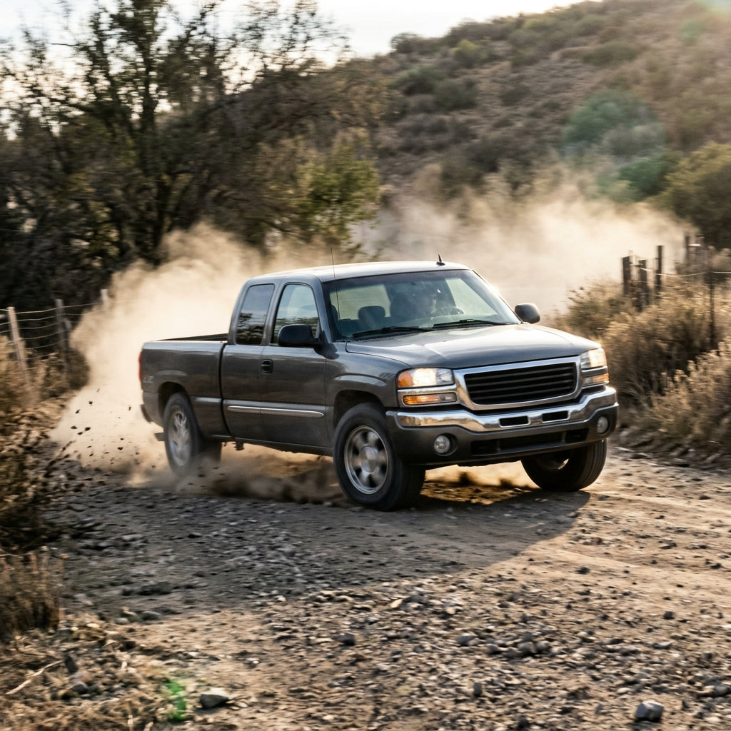Action Shot: GMC Sierra Driving Fast