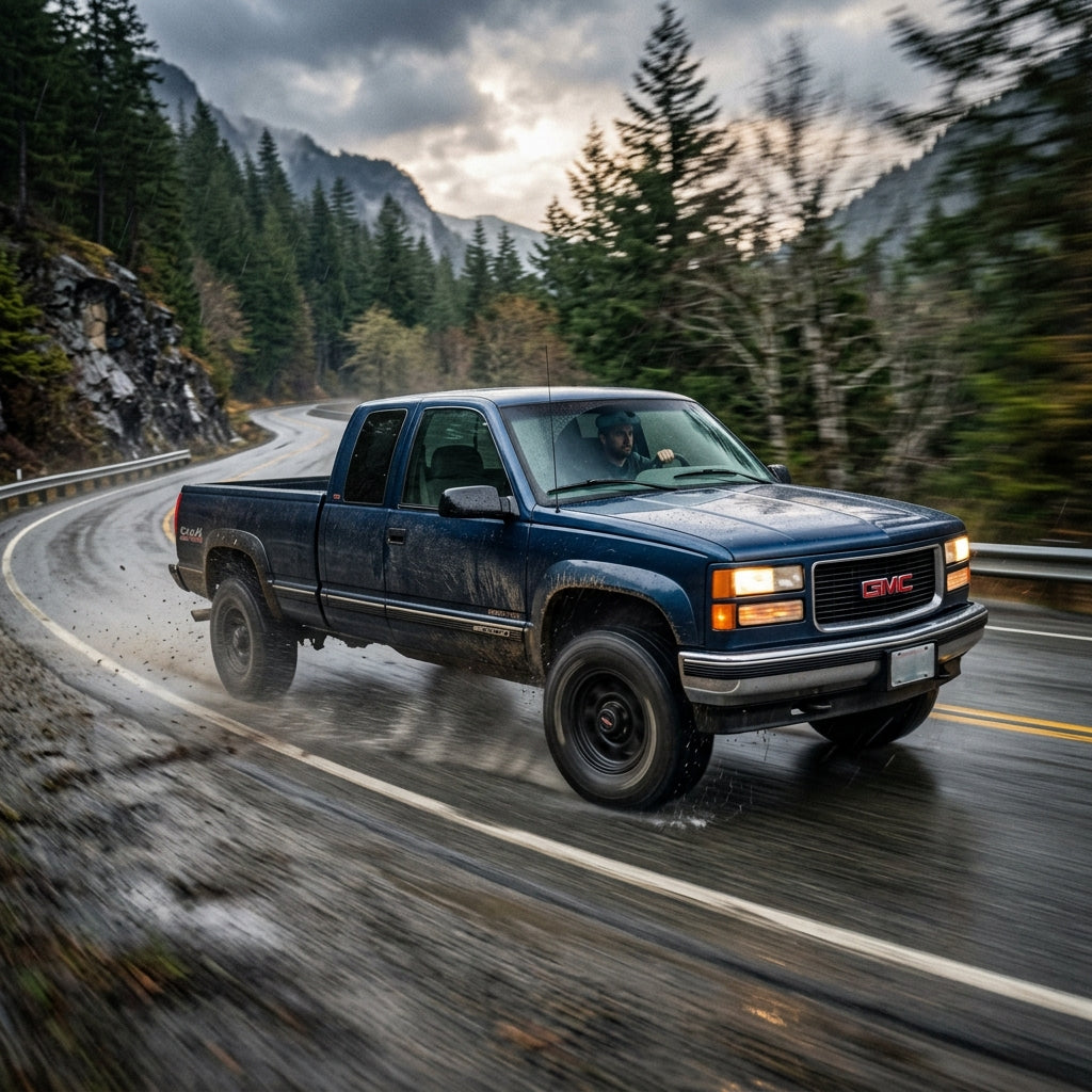 Action Shot: GMC Sierra 2500 Driving Fast