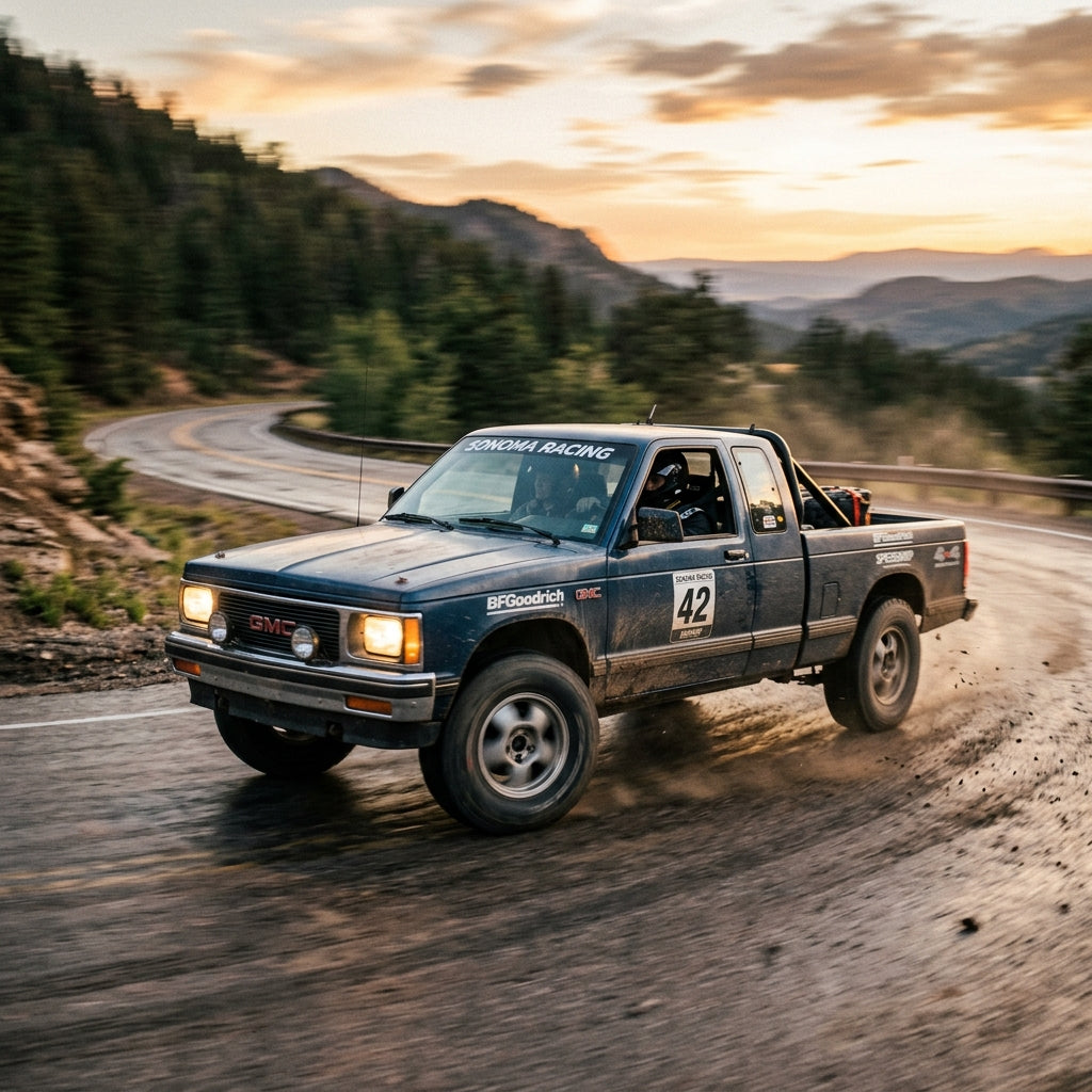 Action Shot: GMC Sonoma Driving Fast