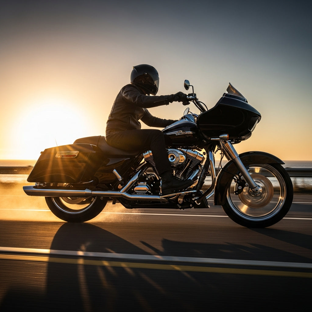 Action Shot: Harley Davidson Road Glide Driving Fast
