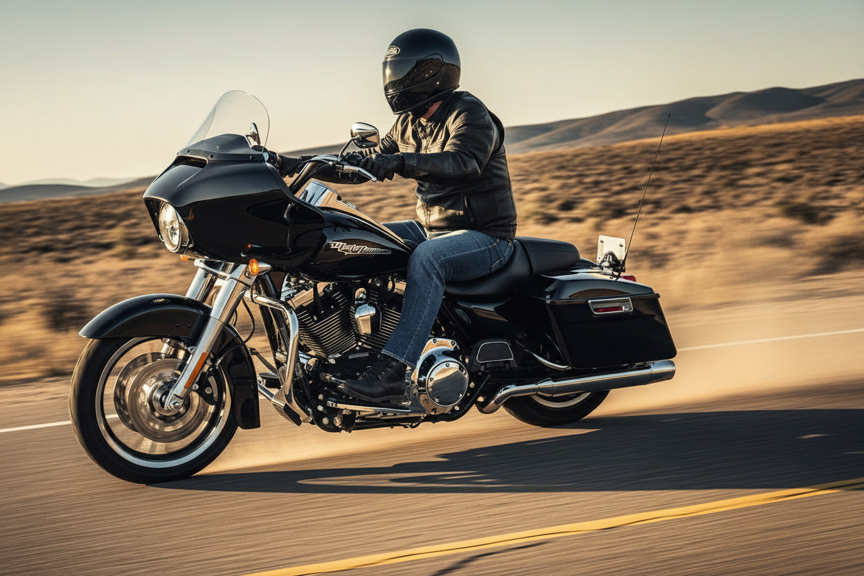 Action Shot: Harley Davidson Road King, Road Glide Driving Fast