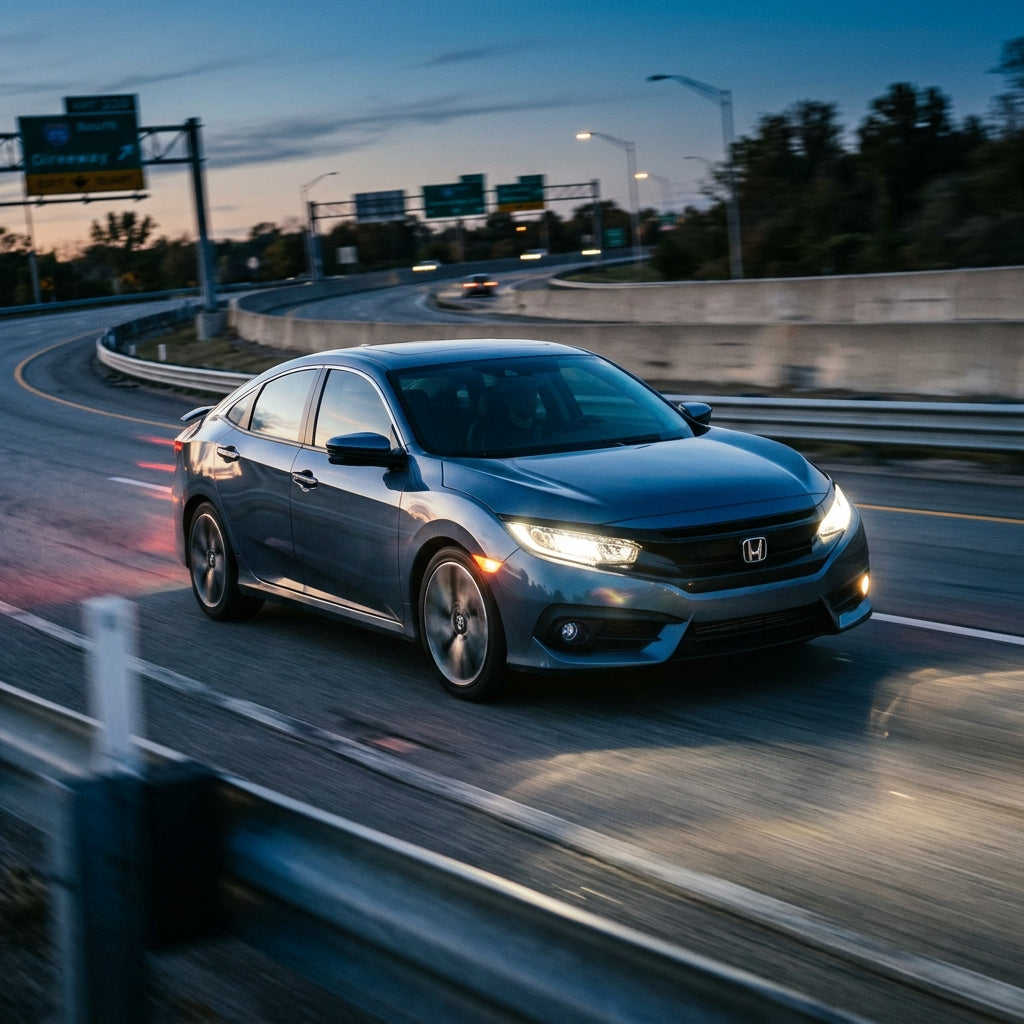 Action Shot: Honda Accord,Civic Driving Fast
