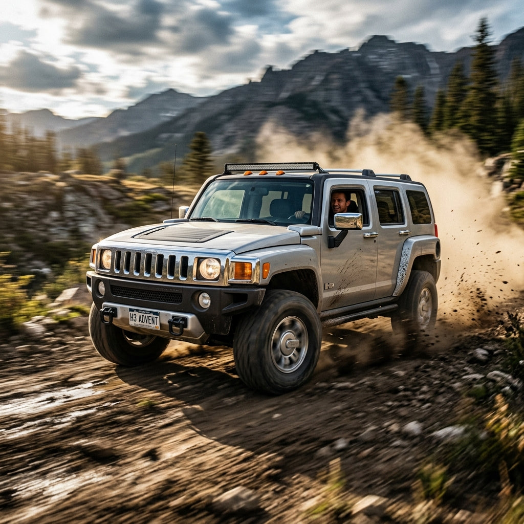 Action Shot: Hummer H3 Driving Fast