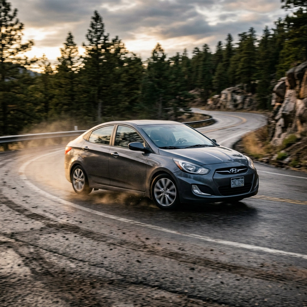 Action Shot: Hyundai Accent Driving Fast