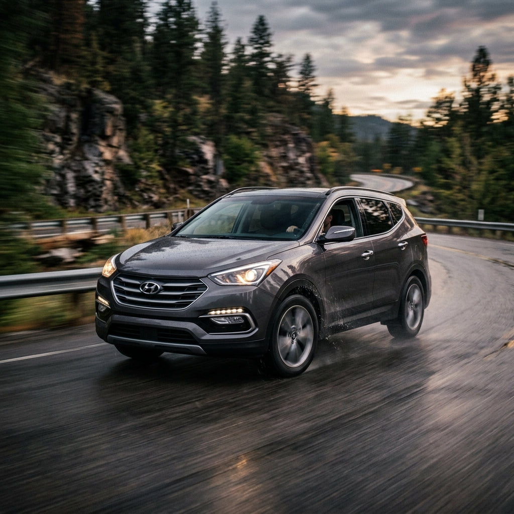 Action Shot: Hyundai Santa Fe Driving Fast