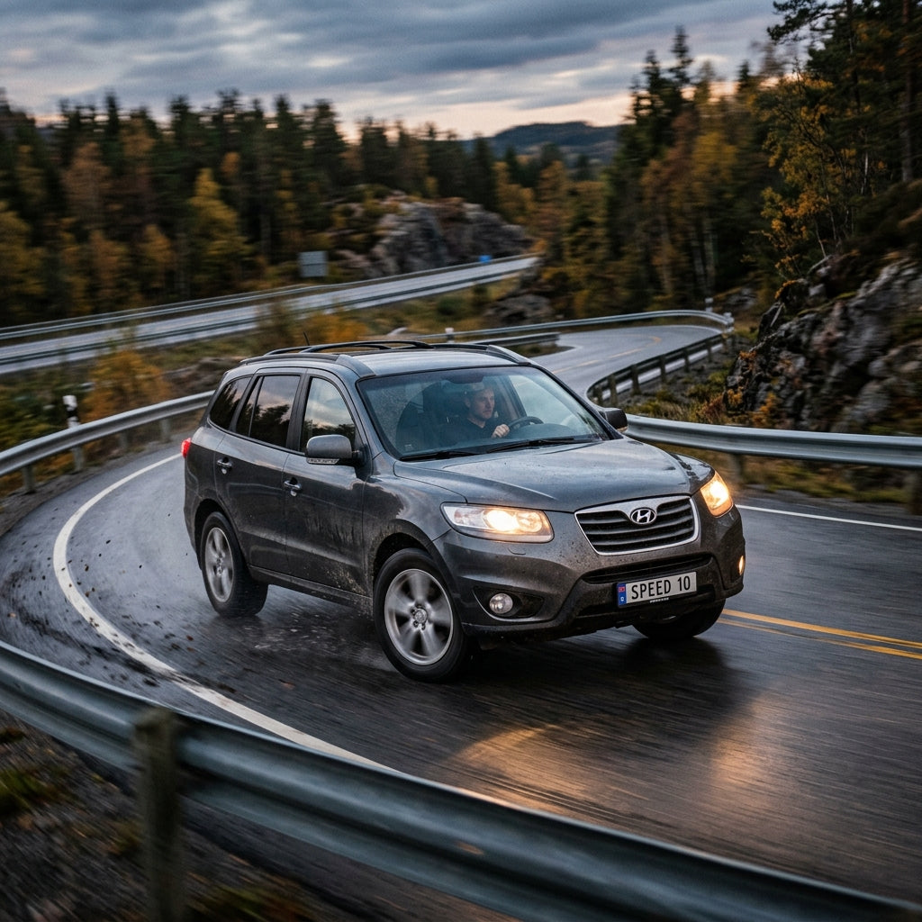 Action Shot: Hyundai Santa Fe Driving Fast