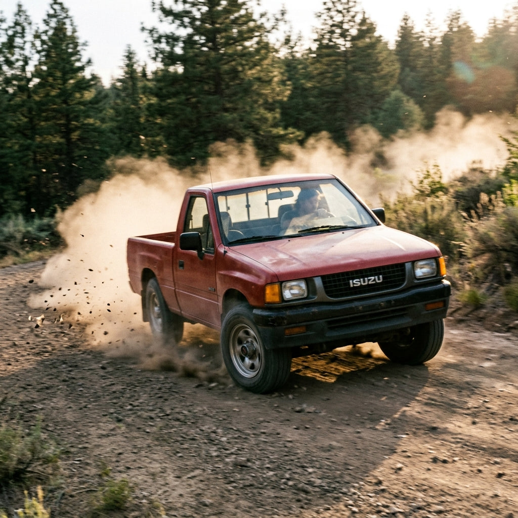 Action Shot: Isuzu Pickup Driving Fast