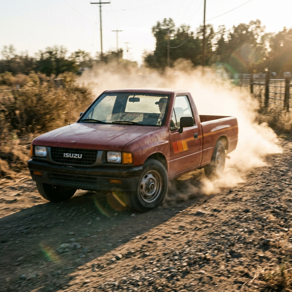 Action Shot: Isuzu Pickup Driving Fast