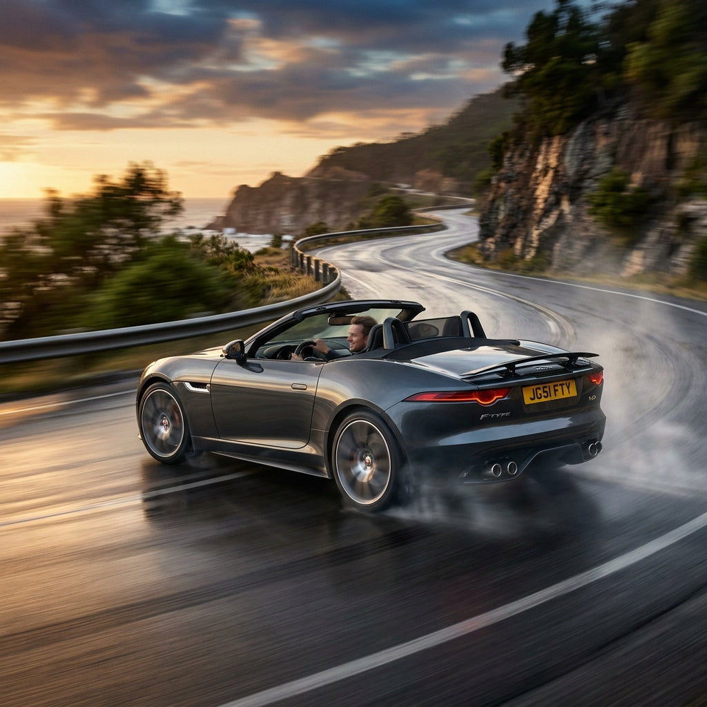 Action Shot: Jaguar F-Type Driving Fast