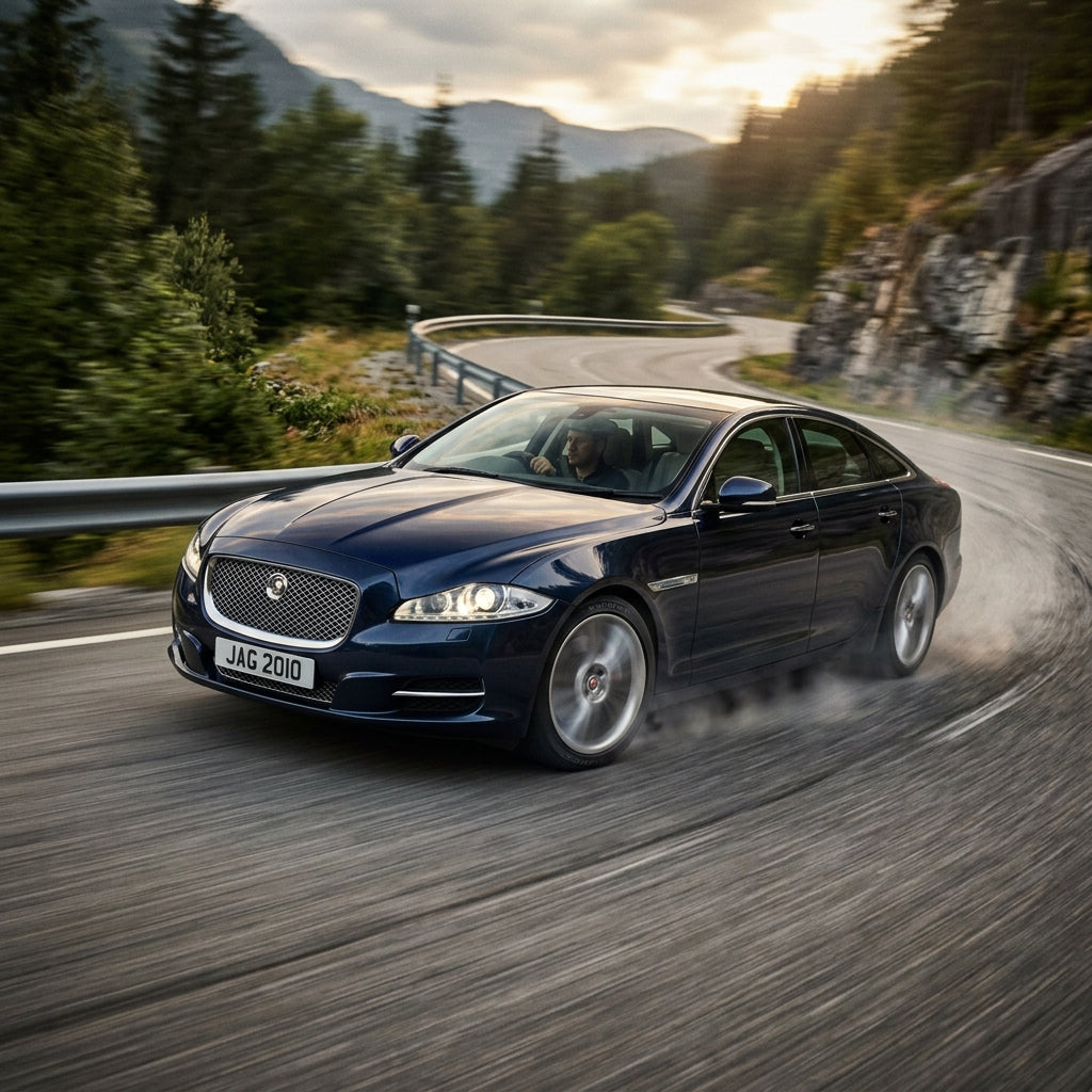 Action Shot: Jaguar XJ Driving Fast