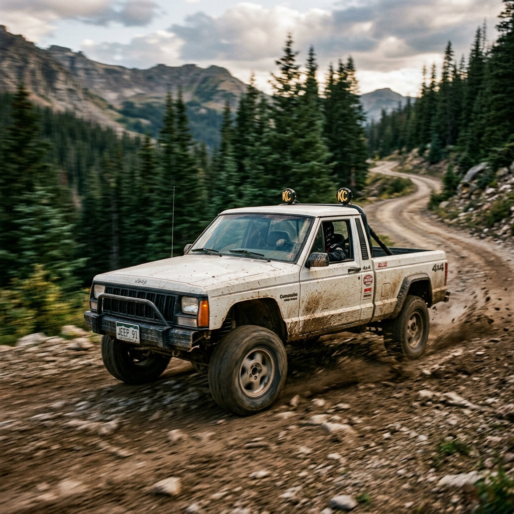 Action Shot: Jeep Comanche Driving Fast