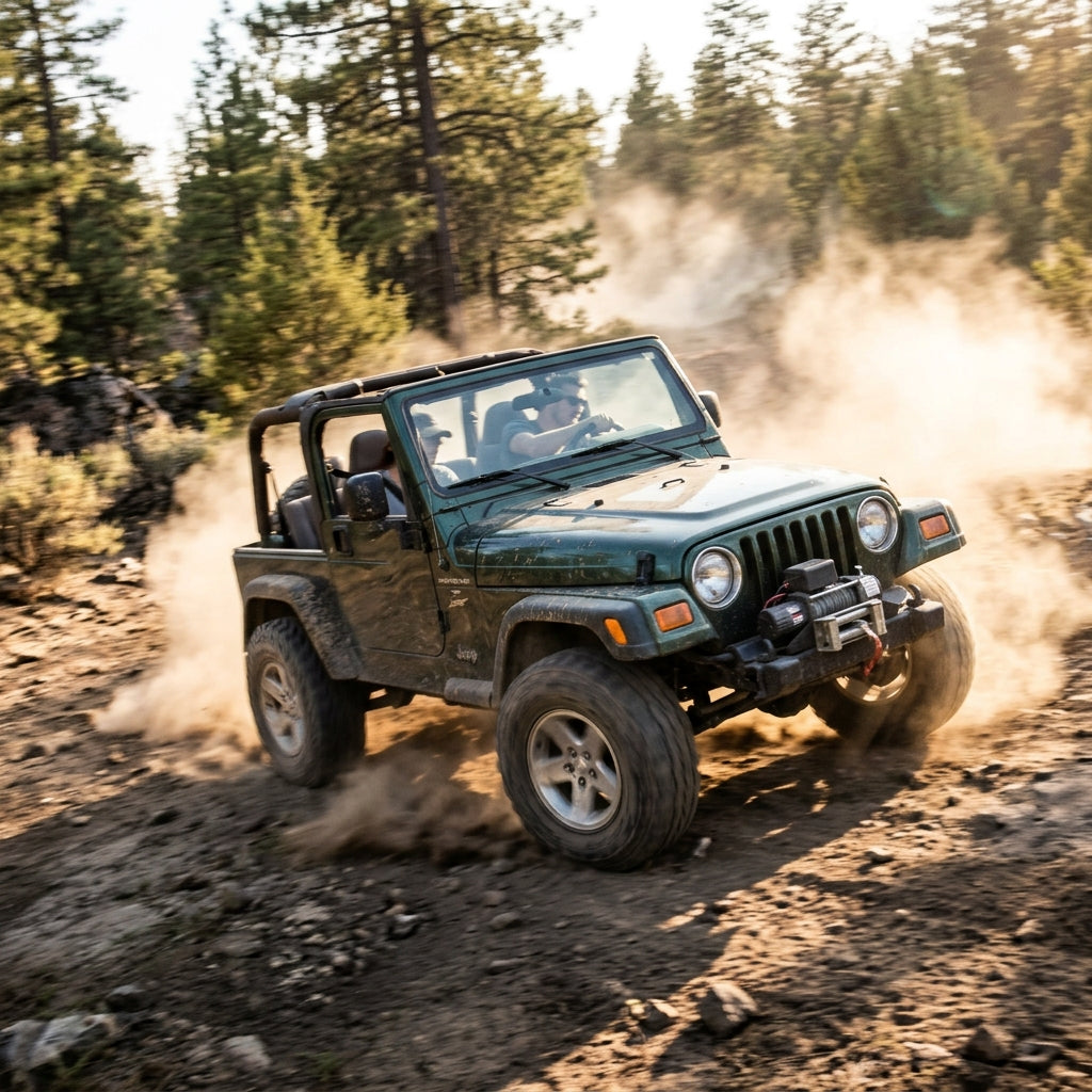 Action Shot: Jeep Wrangler Driving Fast
