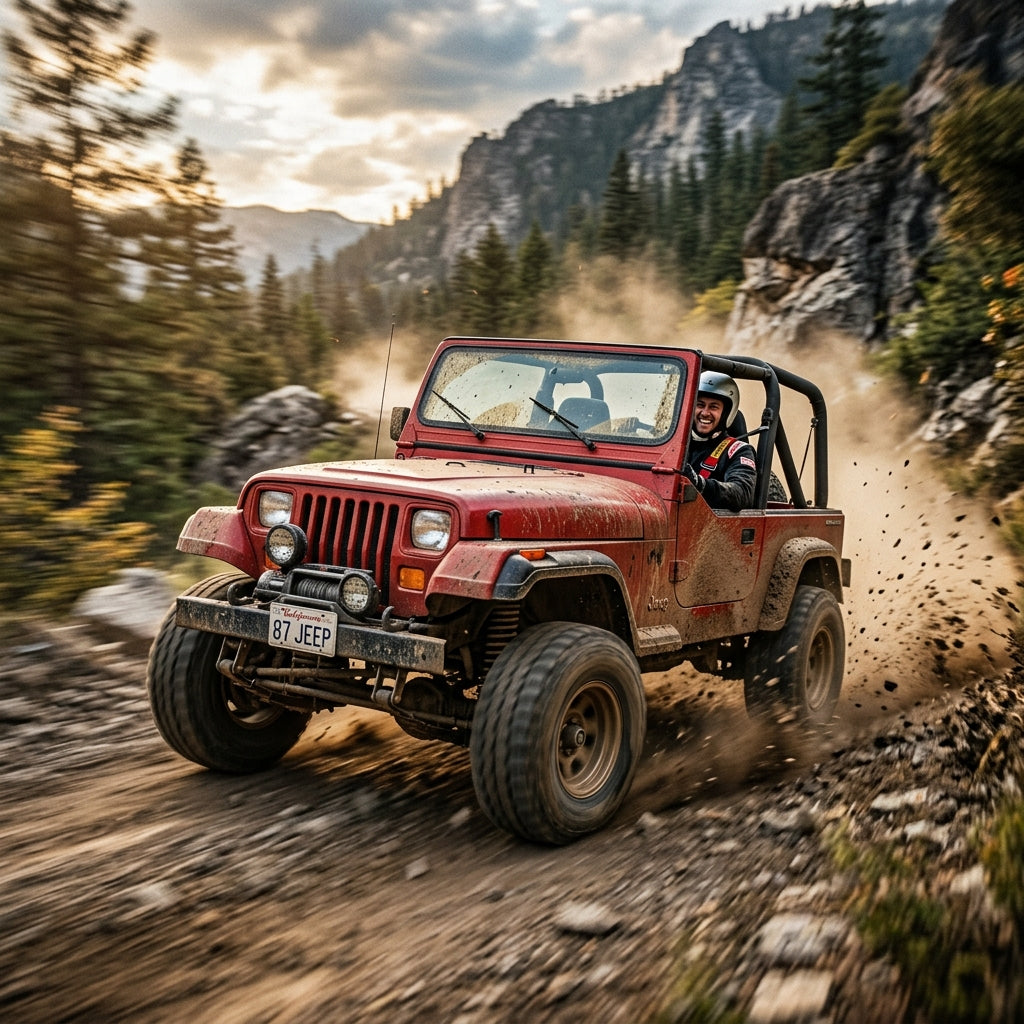 Action Shot: Jeep Wrangler Driving Fast