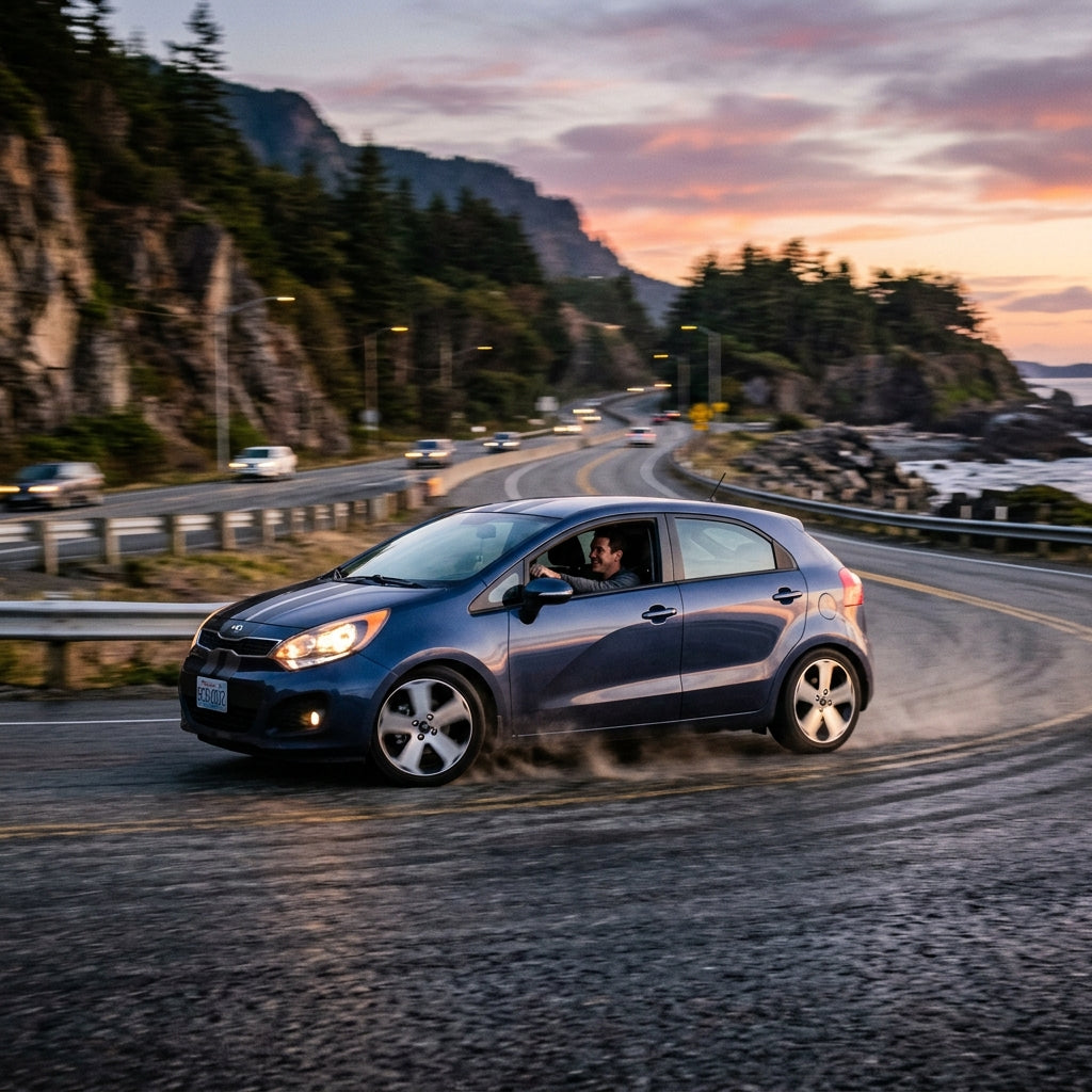 Action Shot: Kia Rio Driving Fast
