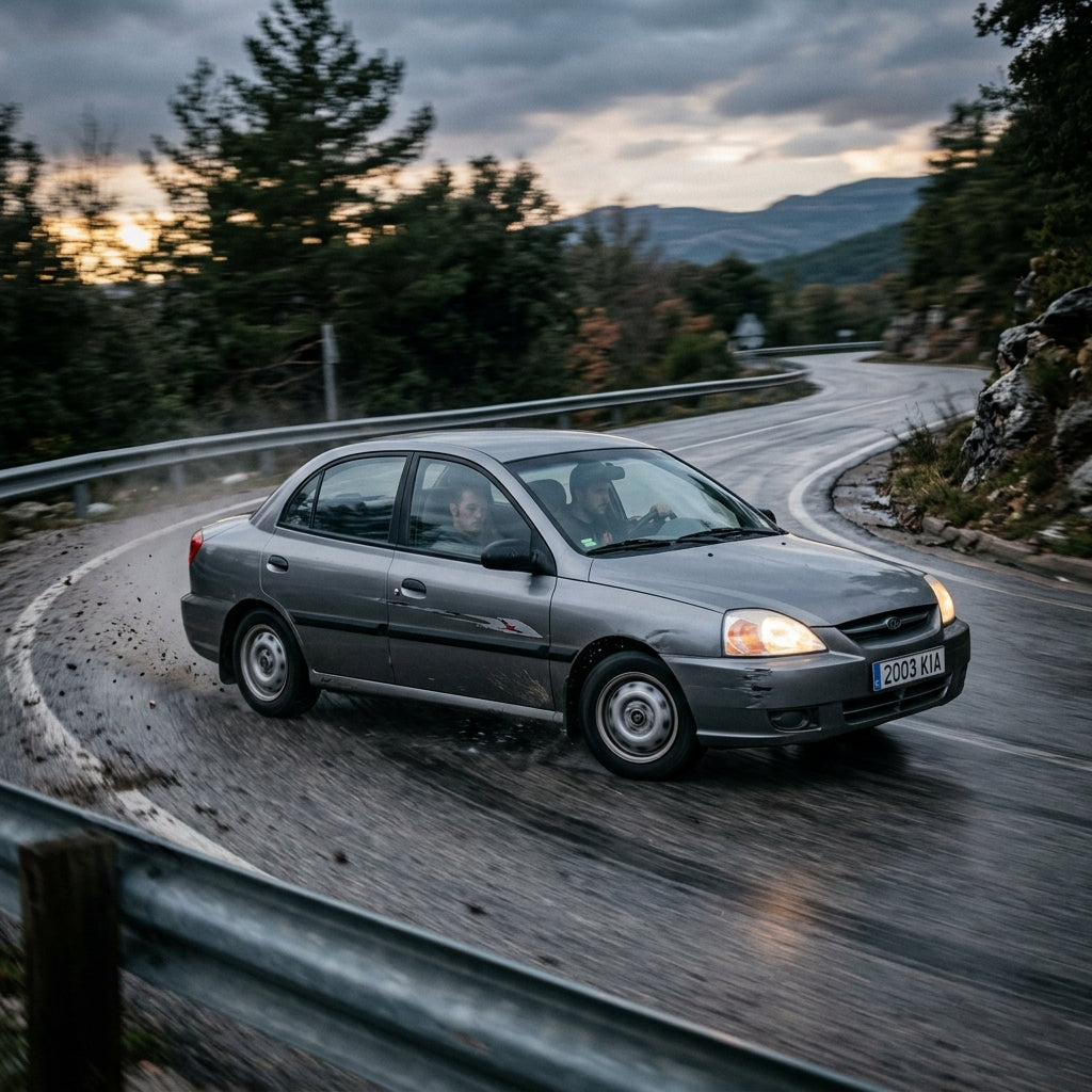 Action Shot: Kia Rio Driving Fast
