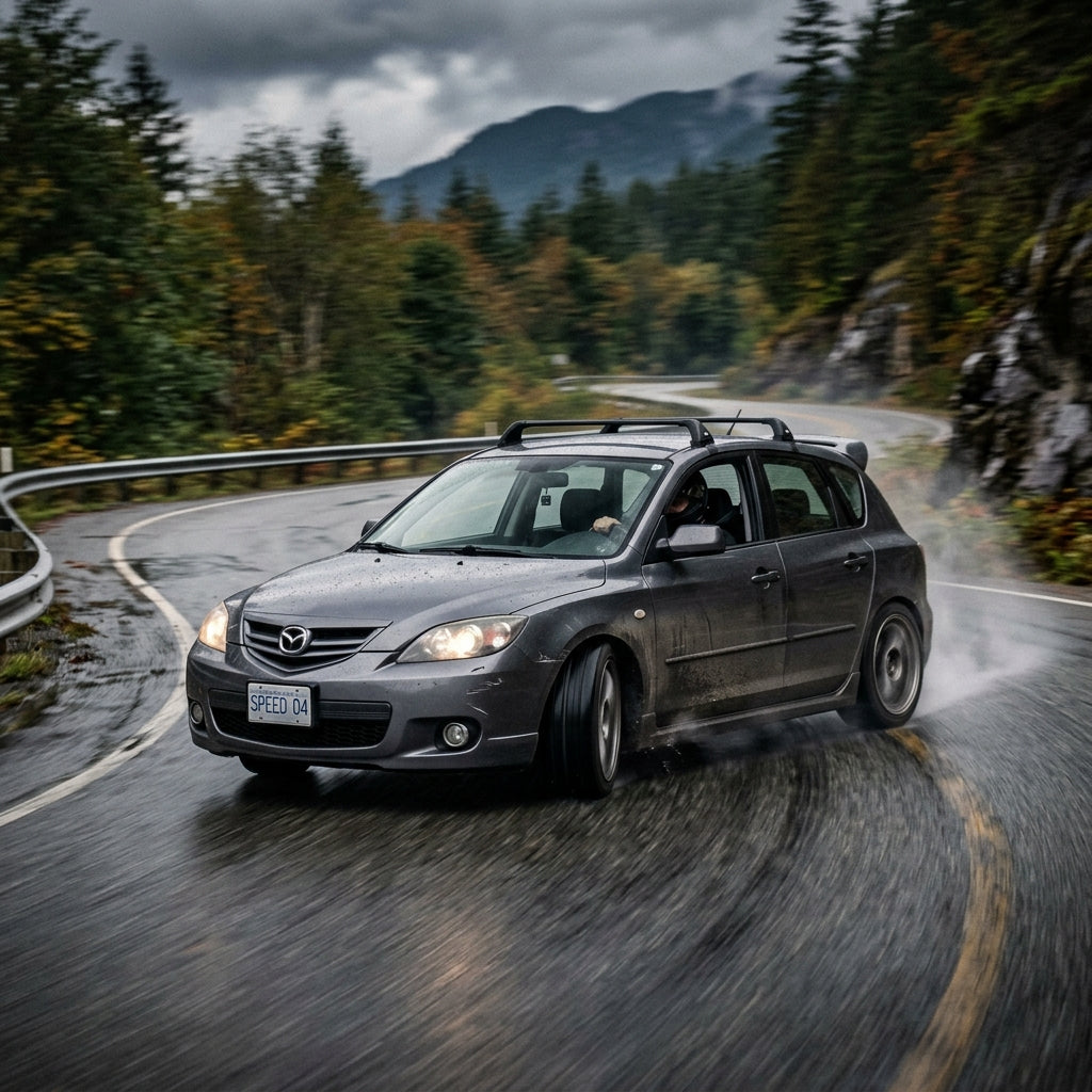 Action Shot: Mazda 3 Driving Fast