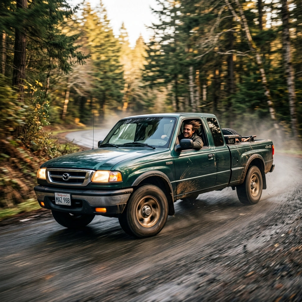 Action Shot: Mazda B2500 Driving Fast