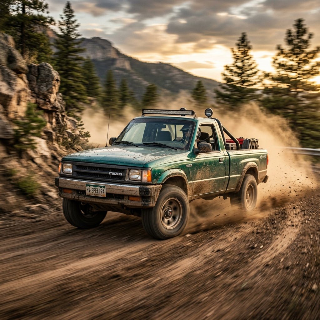 Action Shot: Mazda B4000 Driving Fast