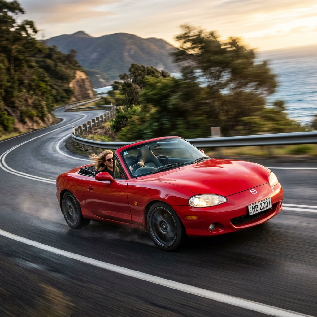 Action Shot: Mazda MX-5 Miata Driving Fast