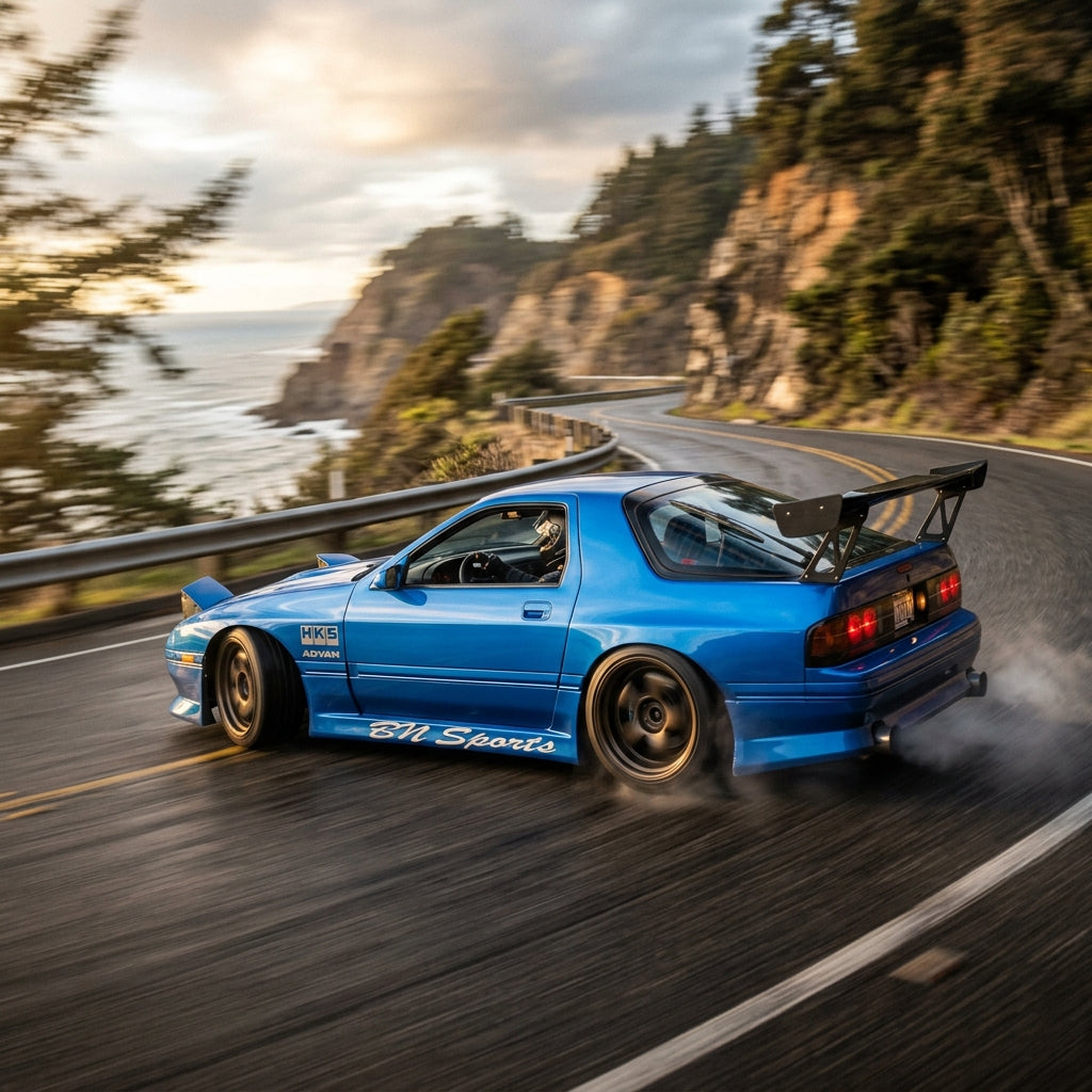 Action Shot: Mazda RX-7 Driving Fast