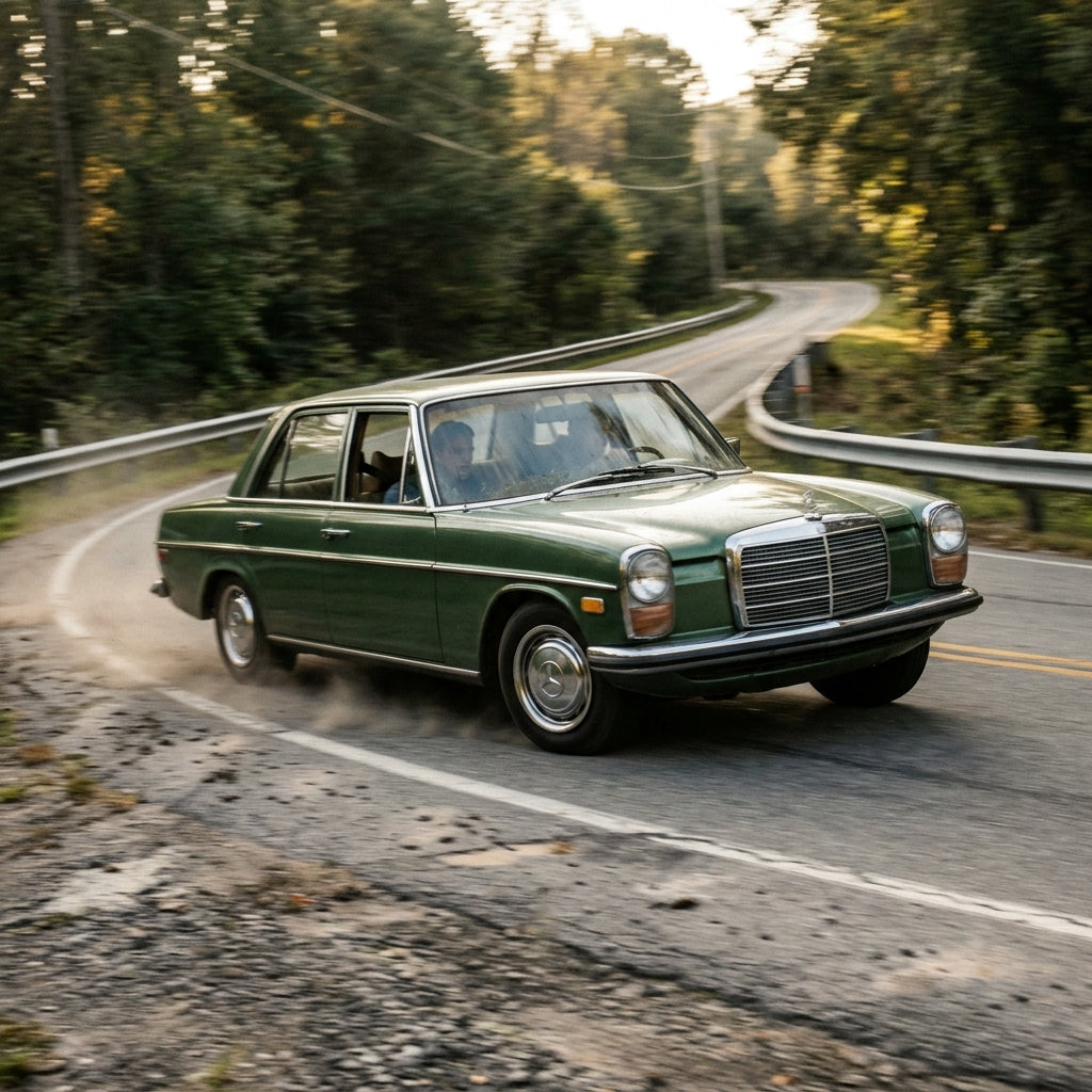 Action Shot: Mercedes-Benz 230,240D,280E,300D Driving Fast