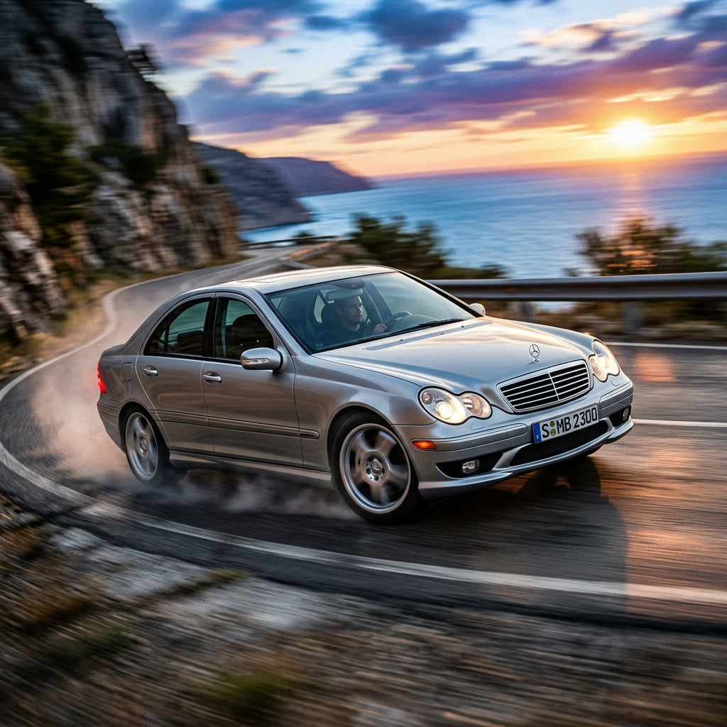 Action Shot: Mercedes-Benz C230 Driving Fast