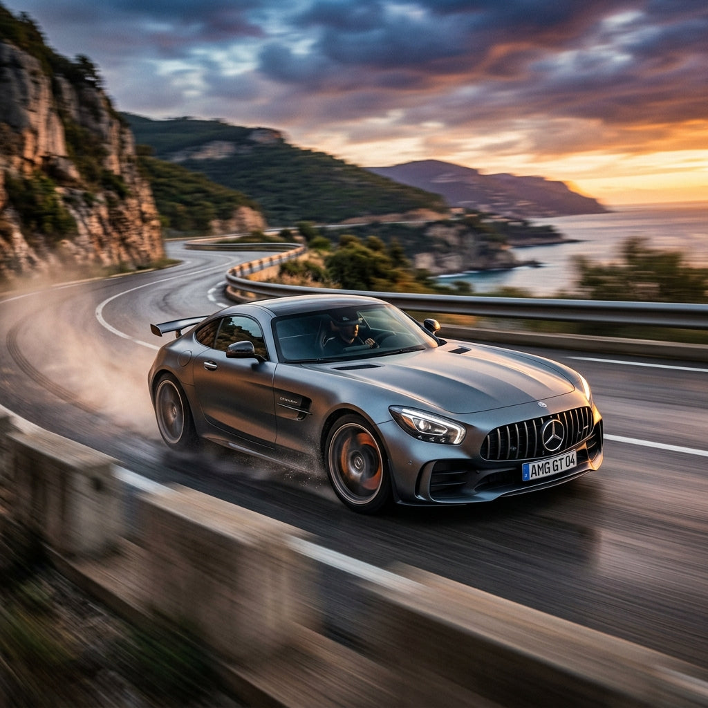 Action Shot: Mercedes Benz AMG GT Driving Fast