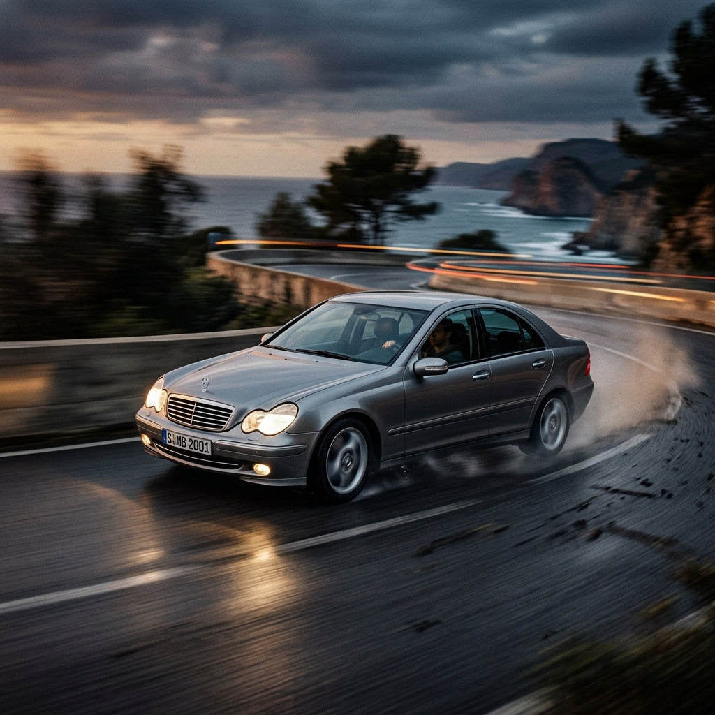 Action Shot: Mercedes Benz C-Class Driving Fast