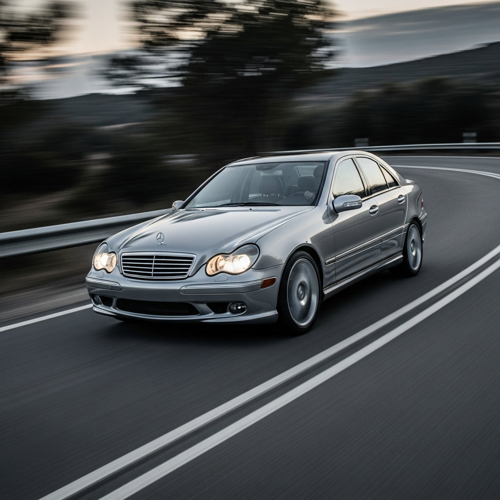 Action Shot: Mercedes Benz C-Class Driving Fast