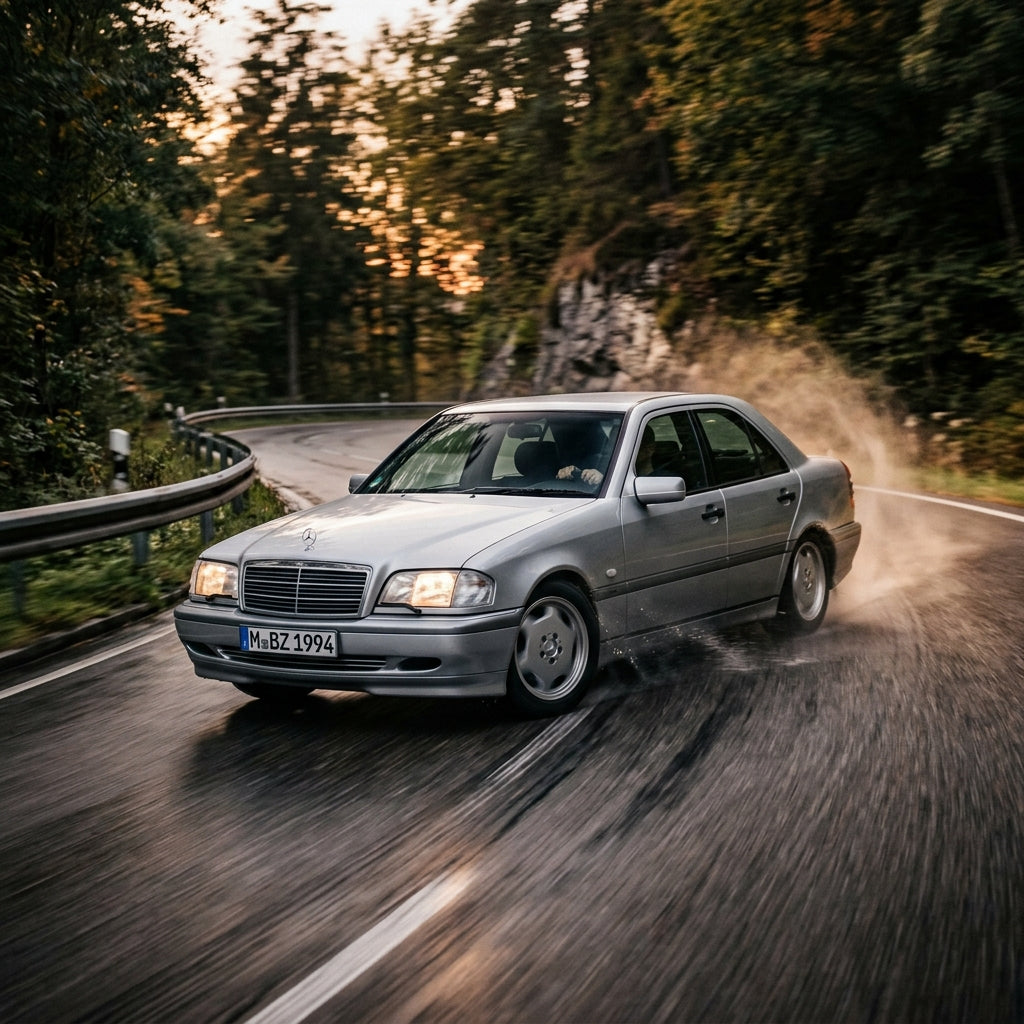 Action Shot: Mercedes Benz C-Class Driving Fast