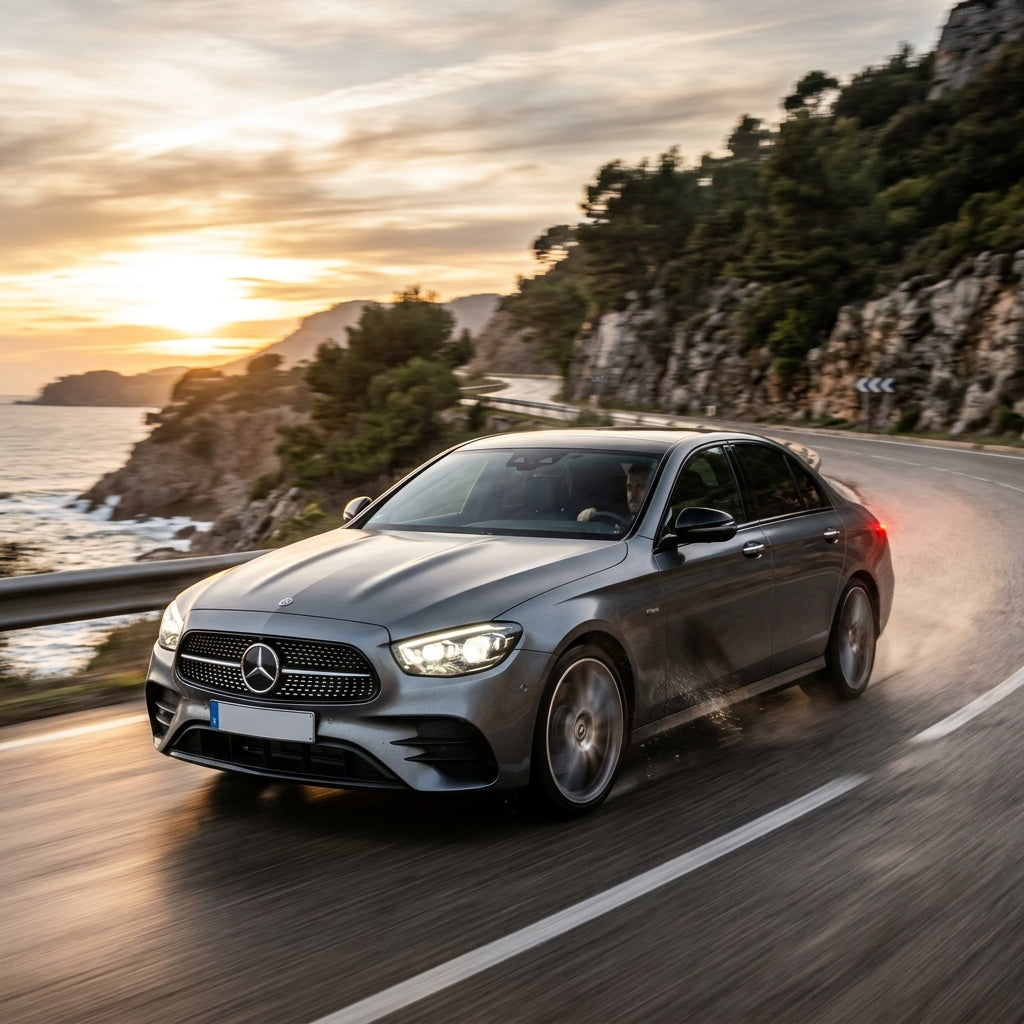 Action Shot: Mercedes Benz C-Class,E-Class,S-Class Driving Fast