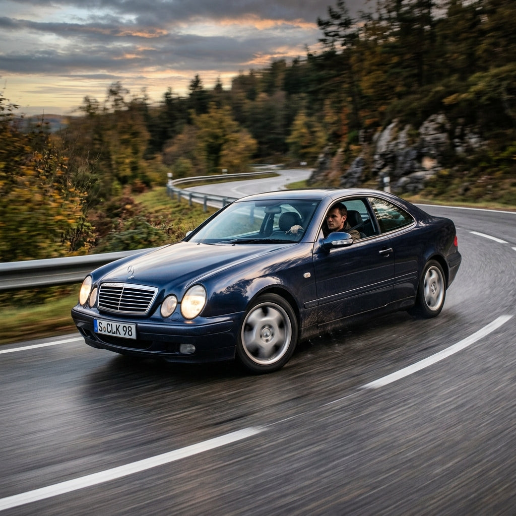 Action Shot: Mercedes Benz CLK-Class Driving Fast
