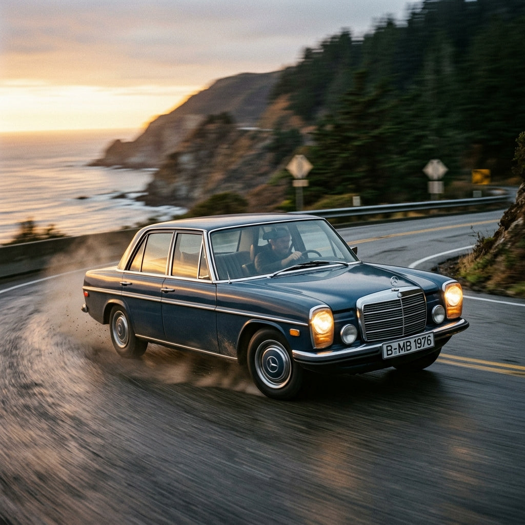 Action Shot: Mercedes Benz E-Class Driving Fast
