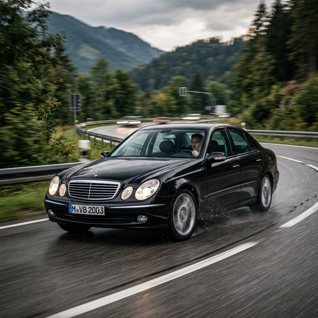 Action Shot: Mercedes Benz E-Class,CLS-Class,CL-Class,S-Class,SL-Class,G-Class Driving Fast