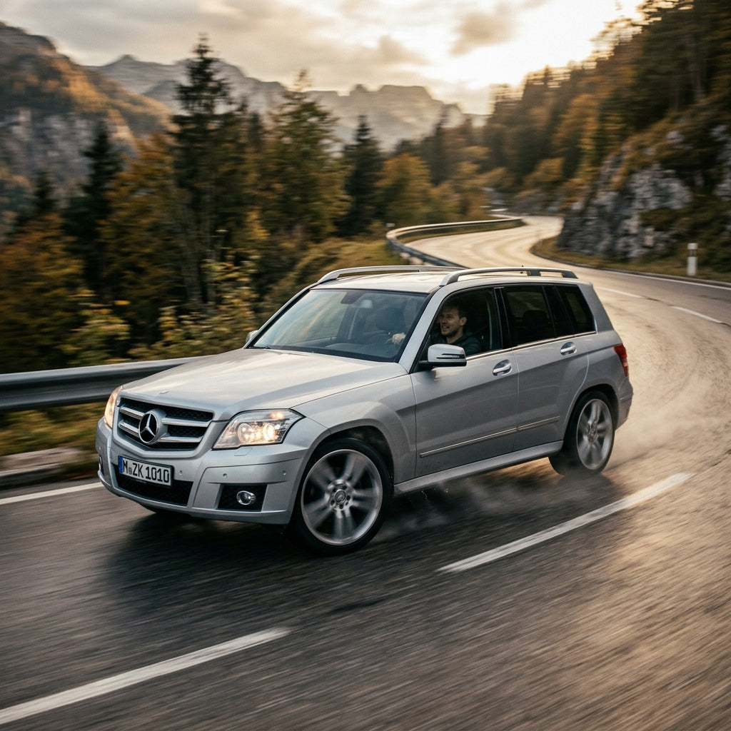 Action Shot: Mercedes Benz GLK-Class Driving Fast