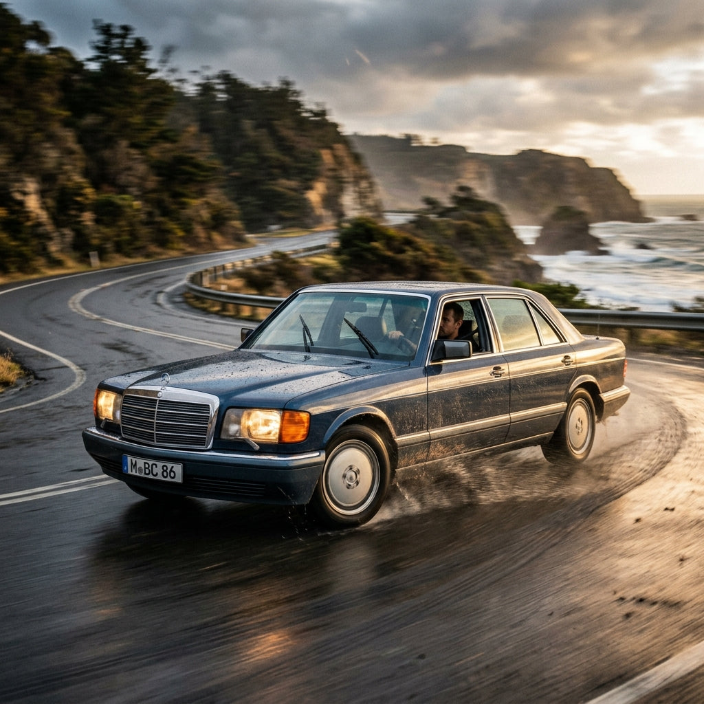 Action Shot: Mercedes Benz S-Class Driving Fast