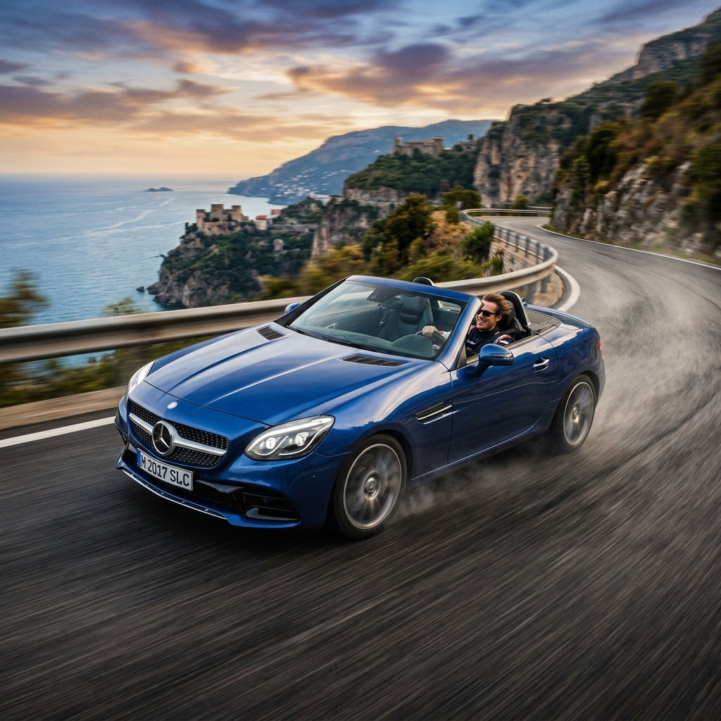 Action Shot: Mercedes Benz SLC-Class Driving Fast