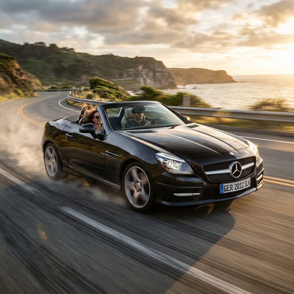 Action Shot: Mercedes Benz SLK-Class Driving Fast
