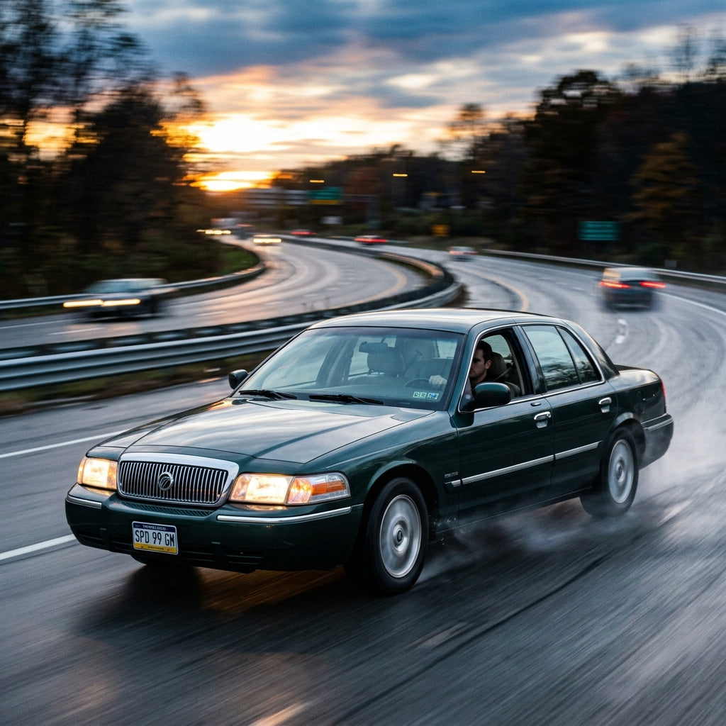 Action Shot: Mercury Grand Marquis Driving Fast