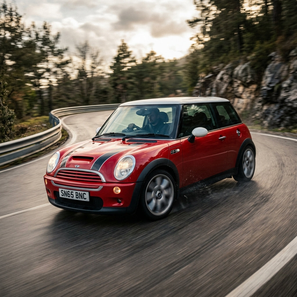 Action Shot: Mini Cooper Cooper Driving Fast