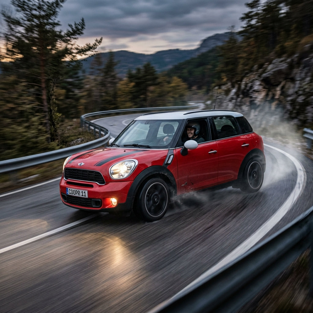 Action Shot: Mini Cooper Countryman Driving Fast