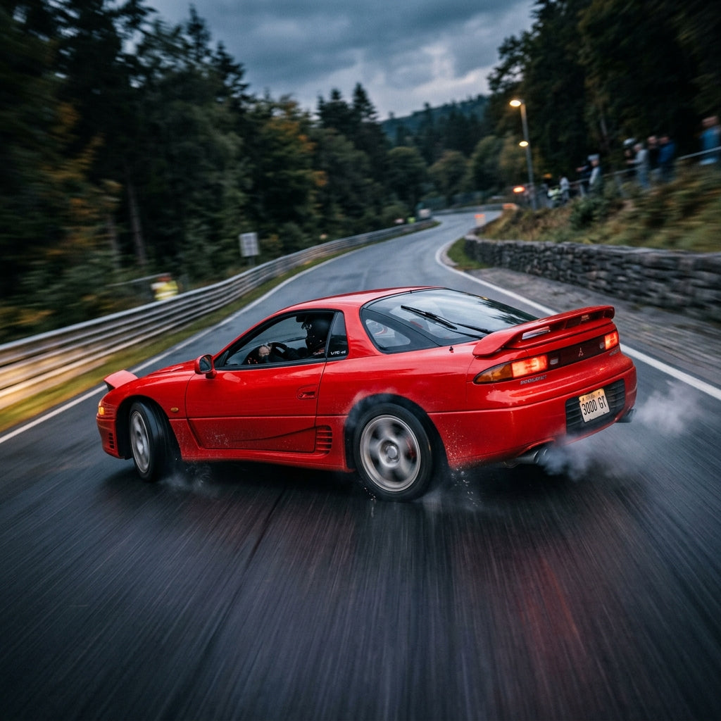 Action Shot: Mitsubishi 3000GT Driving Fast