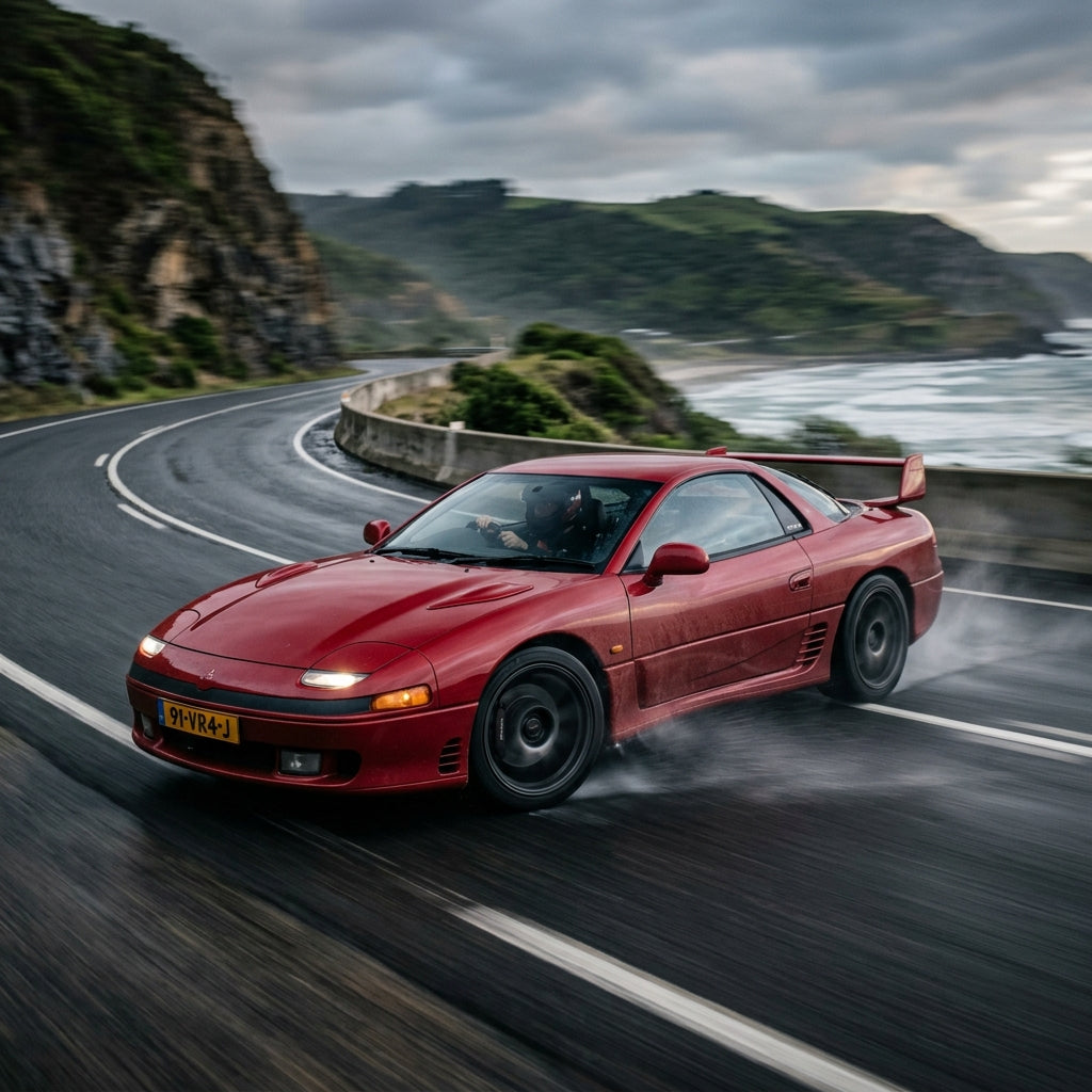 Action Shot: Mitsubishi 3000GT Driving Fast
