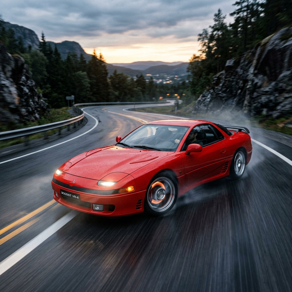 Action Shot: Mitsubishi 3000GT Driving Fast