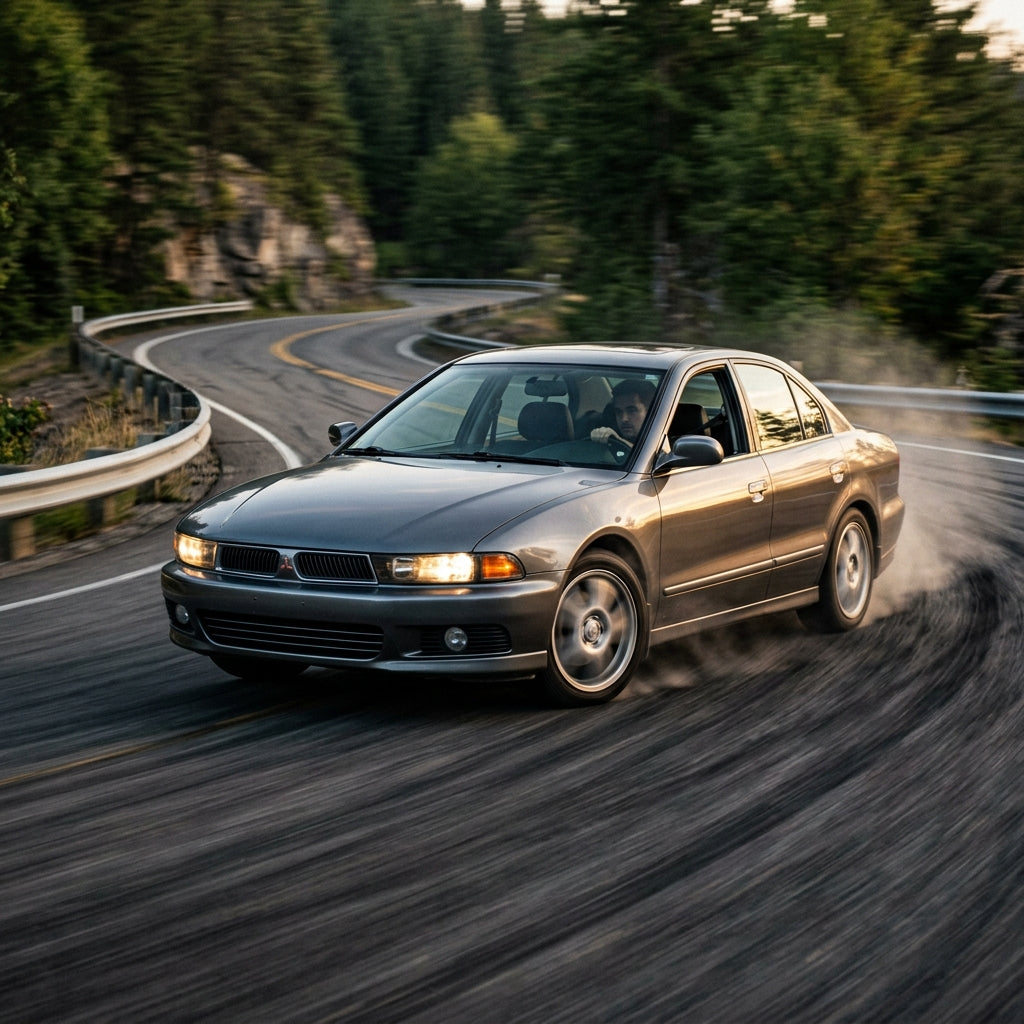 Action Shot: Mitsubishi Galant Driving Fast