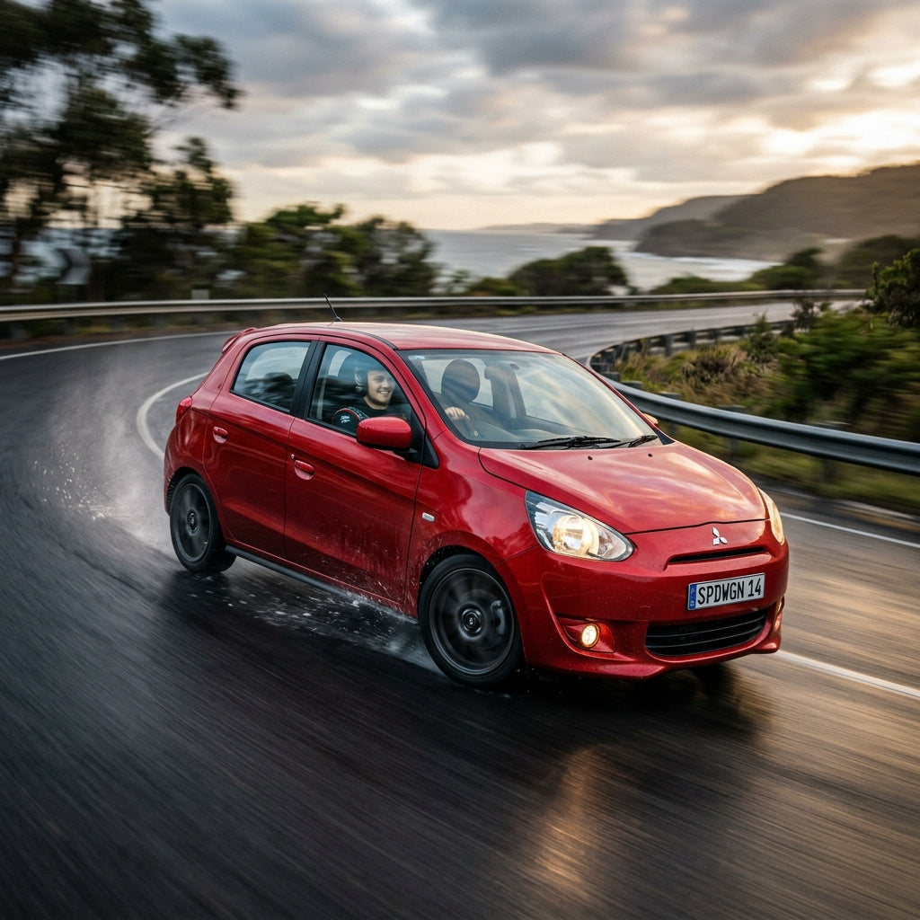 Action Shot: Mitsubishi Mirage Driving Fast