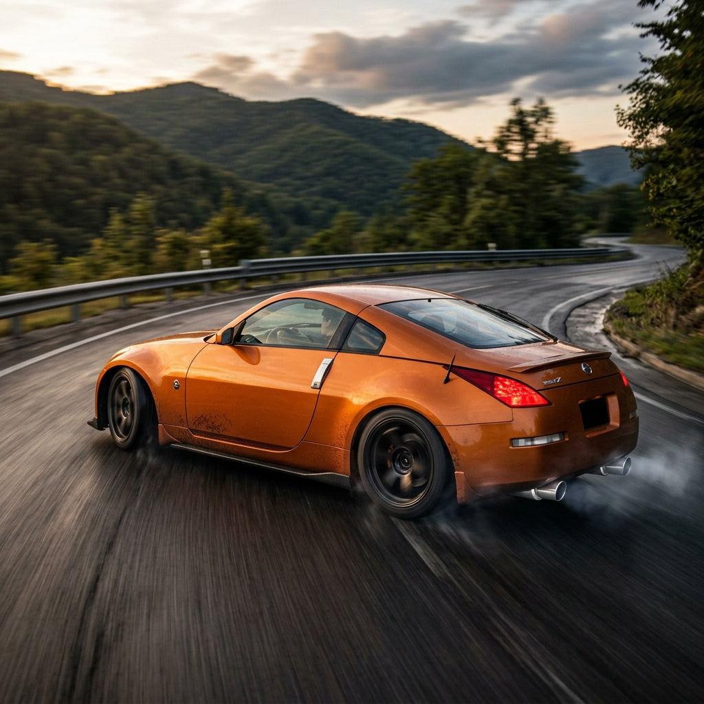Action Shot: Nissan 350Z Driving Fast