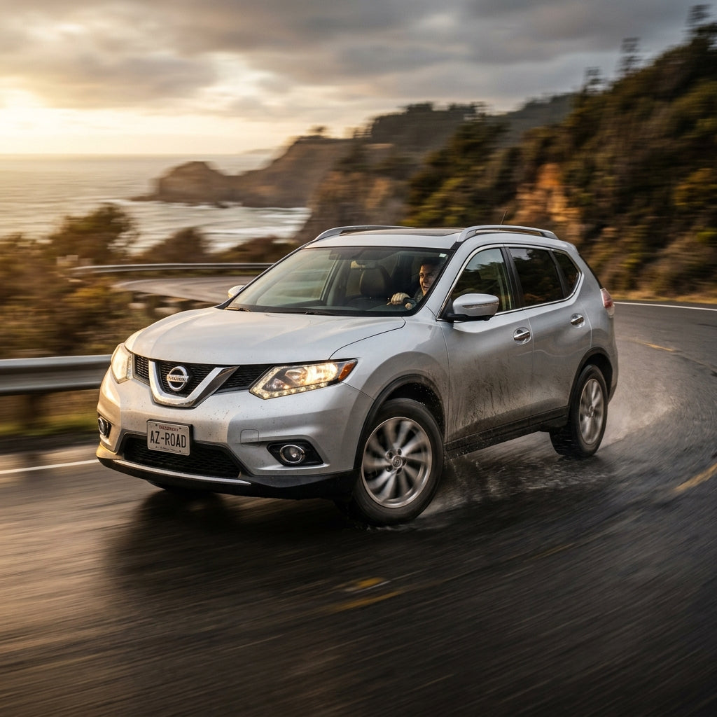 Action Shot: Nissan Rogue Driving Fast