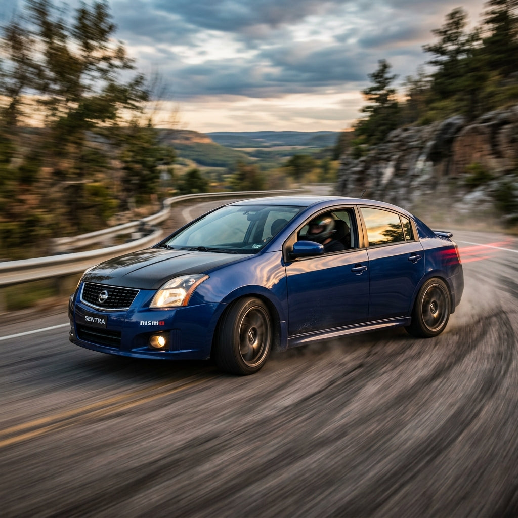 Action Shot: Nissan Sentra Driving Fast
